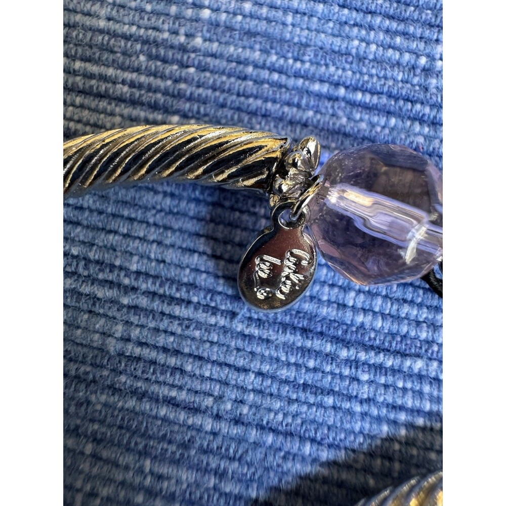 Cookie Lee Faceted Glass Stretch Bracelet Twisted Cable Gold Silver Tone Lavendr - Picture 3 of 7